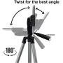 Acuvar 50" Inch Aluminum Camera Tripod with Quick Release + Universal Smartphone Mount for iPhone 11 Pro, 11 Pro Max, Xs, SE 2, Xr, X, 8, 8+, Pixel 3, XL, Android Note 10, S10, S20 & More Smartphones