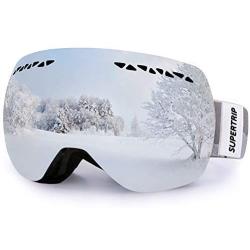 Supertrip Ski Snowboard Goggles for Men & Women Over The Glasses Snow Goggles Anti Fog 100% UV Protection Double Lens Interchangeable Lens for Skiing