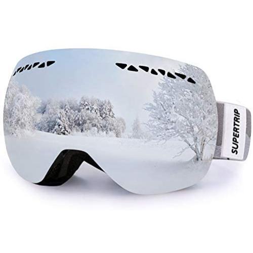 Supertrip Ski Snowboard Goggles for Men & Women Over The Glasses Snow Goggles Anti Fog 100% UV Protection Double Lens Interchangeable Lens for Skiing