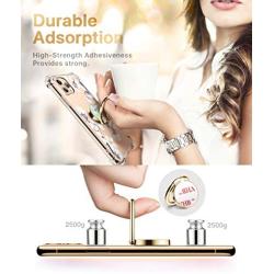 GVIEWIN Cell Phone Ring Holder Finger Kickstand, 180° Rotation Metal Flower Ring Grip for Magnetic Car Mount Compatible with All Smartphones Adhesive to All Phone Cases (Windflower/Gold)