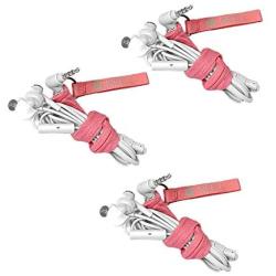 NEET Headphone Keeper, Tie for Cords, Cable Keeper, Reusable Zippered Cable tie Cord wrap, Management for Mobile Phone Cable Charger, All Ear Buds and Headphones, 3 Pack, Pink