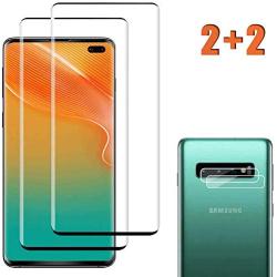 [4 Pack]Galaxy S10 Plus Screen Protector 2 Pack Tempered Glass Screen Protector +2 Pack Tempered Glass Camera Lens Protector for Galaxy S10 Plus,[9H Hardness] HD Transparent Scratch-Resistant (Clear)