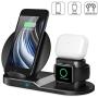 Wireless Charger, [2020 Latest] QI-EU 3 in 1 Wireless Charging Station with Apple Watch Stand for iWatch 5/4/3/2/1, Qi Fast Charger Stand for iPhone SE/11/11 Pro Max/XR/XS Max/XS/X/8/8P, Airpods Pro/2