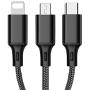 2Pack Multi USB Cable-ZACTEK-3 in 1 Charger Cable Nylon Braided 4ft (1.2M) Alluminum Connector USB Charging Cable for Mobile Phones Tablets and More