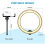 10" Selfie Ring Light with Tripod Stand & Cell Phone Holder, LATZZ Dimmable Desktop LED Lamp Camera Ringlight with Wireless Remote Shutter for Live Stream/Makeup/YouTube Video/Photography