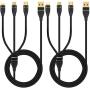 2Pack 6ft Multi Charging Cable Bolatus Z-Series 3 in 1 Multiple Devices Phone Connector Universal USB Charger Cord Adapter Compatible with Cell Phone Note Tablets and More(Black, 6FT-2Pack)