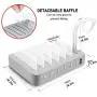 COSOOS Fastest Charging Station with Quick Charge 3.0, 6 Phone Charger Cables(3 Type),lWatch Stand,6-Port USB Charger Station,Charging Station for Multiple Devices,Tablet,Kindle(Silver,UL Certified)