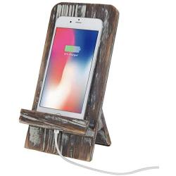 MyGift Rustic Barnwood Universal Smartphone Dock Charging Stand, Desktop Cell Phone Cradle, Brown