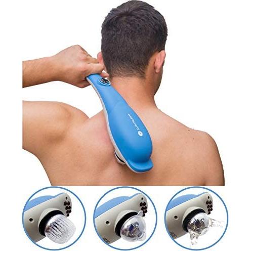TheraFlow Handheld Deep Tissue Percussion Massager. Muscles, Back, Body, Neck, Foot, Shoulder, Scalp, Head. Trigger Point Pain Relief, Relaxation. Attachments for Acupoint, Shiatsu, Kneading. Gift