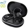 Muzili Bluetooth Earbuds with Charging Case for 36hrs Long Playtime, True Wireless Earbuds with Over-Ear Earhooks for Running, Rope Skipping, Yoga, IPX7 Waterproof, Deep Bass Earphone with Mic, Black