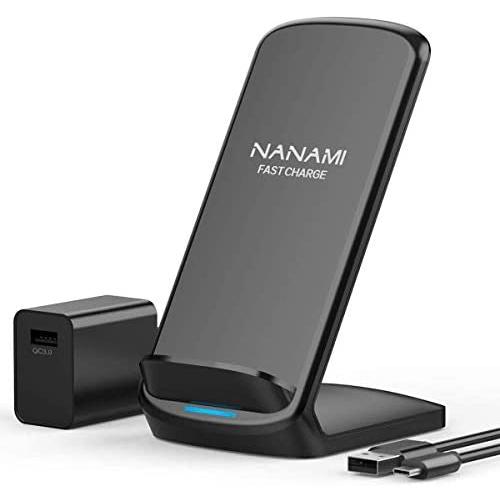 Fast Wireless Charger,NANAMI 7.5W Wireless Charging Stand [with QC3.0 Adapter] Compatible iPhone SE/11/11 Pro/11 Pro Max/XS Max/XS/XR/X/8/8 Plus,10W Qi Charger for Samsung S20/S10/S9/S8/S7/Note10+/9/8