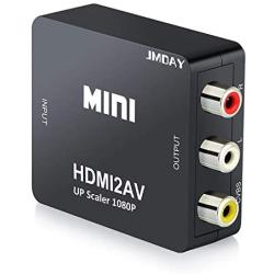 Jmday 1080p HDMI to AV 3RCA CVBS Composite Video Audio Converter Adapter for PS4 Xbox Nintendo Laptop Chromecast DVD VHS VCR Camera to Old TV Monitor