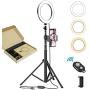 8 Inches Selfie Ring Light with Stick Tripod Stand and Phone Holder for Live Stream, Makeup, Dimmable Led Camera Beauty Ringlight for YouTube Video Photography Compatible with iPhone or Android
