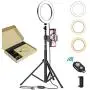 8 Inches Selfie Ring Light with Stick Tripod Stand and Phone Holder for Live Stream, Makeup, Dimmable Led Camera Beauty Ringlight for YouTube Video Photography Compatible with iPhone or Android 8 Inches Selfie Ring Light with Stick Tripod Stand and Phone Holder for Live Stream, Makeup, Dimmable Led Camera Beauty Ringlight for YouTube Video Photography Compatible with iPhone or Android