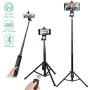 Phone Selfie Stick Tripod,E-thinker Extendable 51 inch Lightweight Cell Phone Tripods with Bluetooth Wireless Remote Shutter,5 in 1Tripods Selfie Sticks for Apple & Android Devices