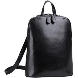 Heshe Women’s Leather Backpack Casual Daypack for Ladies (Black-r)