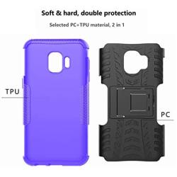 RioGree Phone Case for Samsung Galaxy J2 / Core / J2 Dash /J2 Pure Case, Heavy Duty Cell Phone Shockproof with Kickstand Cover Skin TPU, Purple