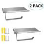 Zengest Toilet Paper Holder with Phone Shelf, Tissue Holder with Storage Shelf, Stainless Steel Bathroom Tissue Roll Dispenser Storage Wall Mounted (2 Pack)
