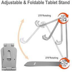 Cell Phone Stands Portable, YOSHINE Adjustable Tablet Stands: Desktop Aluminum Stand Holder Dock Compatible for iPad 2018 Pro 9.7, 10.5, Air Mini 4 3 2, Nexus, Tab, Phone, E-Reader (4-13) - Grey