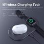ENACFIRE E60 Bluetooth V5.0 Wireless Earbuds with Wireless Charging Case, 8H Continuous Playtime, IPX8 Waterproof Bluetooth Earbuds for Sports, Apt-X Deep Bass Wireless Headphones, Dual Mics White
