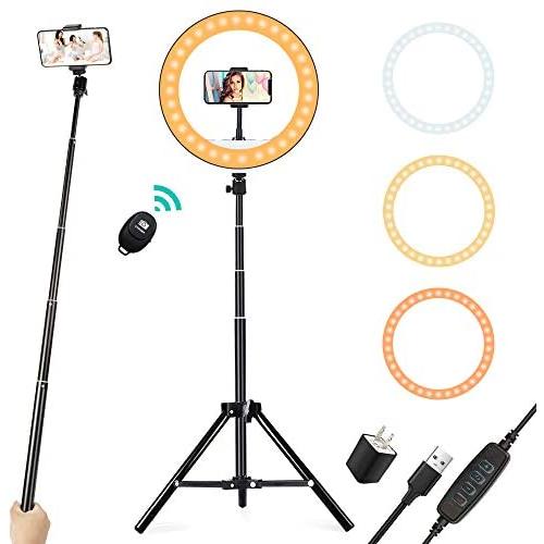 12 Ring Light Kit, LED Beauty Light with 62 Selfie Stand & Cell Phone Mount, Dimmable LED Lamp for Makeup Video Photography Vlogging Blogging Portrait