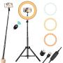 12 Ring Light Kit, LED Beauty Light with 62 Selfie Stand & Cell Phone Mount, Dimmable LED Lamp for Makeup Video Photography Vlogging Blogging Portrait