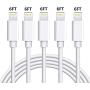 Lightning Charger Cable iPhone Charger Cable 5 Pack 6FT USB Fast Charging Syncing Cord Cables Compatible iPhone XS/Max/XR/X/8/8Plus/7/7P/6S/iPad/IOS White sharllen