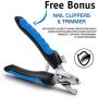 Ruff n Ruffus Cat and Dog Nail Grinder, Electric Pet Nail File + 3 Free Bonuses | Grinding Wheel, Shears, and Storage Pouch, Quiet, Cordless