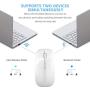 Bluetooth Wireless Mouse, Dual Mode Slim Rechargeable Wireless Mouse Silent Cordless Mouse with Bluetooth 4.0 and 2.4G Wireless, Compatible with Laptop, PC, Windows Mac Android OS Tablet (White)