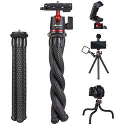 ULANZI Camera Tripod, Mini Flexible Tripod Stand with Hidden Phone Holder w Cold Shoe Mount, 1/4 Screw for Magic Arm, Universal for iPhone 11 Pro Max XS Max X 8 7 Samsung Canon Nikon Sony Cameras