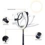 BONZERCN LED Selfie Ring Light with Stand and Phone Holder, Foldable Makeup Light 3 Color Modes, USB Powered LED Selfie Light Ring for iPhone and Android,TIKTok Light Mobile Stand.