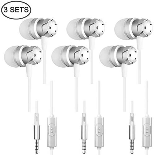 3 Packs Earbud Headphones with Remote & Microphone, SourceTon in Ear Earphone Stereo Sound Noise Isolating Tangle Free for Smartphones, Laptops, Gaming, Fits All 3.5mm Interface Device