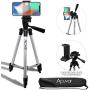 Acuvar 50" Inch Aluminum Camera Tripod with Quick Release + Universal Smartphone Mount for iPhone 11 Pro, 11 Pro Max, Xs, SE 2, Xr, X, 8, 8+, Pixel 3, XL, Android Note 10, S10, S20 & More Smartphones