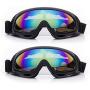 2 Pack Ski Goggles, Snowboard Adjustable UV 400 Protective Motorcycle Goggles Outdoor Sports Tactical Glasses Dust-Proof Combat Military Sunglasses for Kids, Boys, Girls, Youth, Men, Women