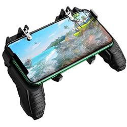 Sanmubo Trade Phone Game Controller 3-in-1 Cellphone Gamepad 4 Finger Operation Joystick Remote Grip Shooting Aim Keys Survival Game Trigger for 4.7-6.5" Mobile Phones