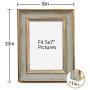 Afuly 5x7 Picture Frame Vintage Photo Frames Antique Green and Gold Real Glass Solid Wood Tabletop Display Wall Mount Unique Gifts for Father Grandpa