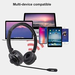 Bluetooth Headphones with Microphone, YAMAY Bluetooth Headset Wireless Headphones on Ear with Noise Cancelling Boom Mic Mute Key Clear Sound, Foldable Headset for Cell Phones PC Tablet Home Office