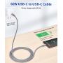 USB C to USB C 60W Cable, JSAUX[2-Pack 6.6ft] USB Type C Charger Cord Compatible with Samsung Galaxy S20+ Ultra/Note 10+, MacBook Air/Pro 13, iPad Pro 2020/2018, Google Pixel 2/3/4 XL, etc-Grey