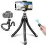 UBeesize Flexible Cell Phone Tripod, Mini Travel Tripod Stand with Wireless Remote Shutter, Universal Adapter Compatible with iPhone, Android, GoPro, DSLR, Action Camera. (Silver) UBeesize Flexible Cell Phone Tripod, Mini Travel Tripod Stand with Wireless Remote Shutter, Universal Adapter Compatible with iPhone, Android, GoPro, DSLR, Action Camera. (Silver)