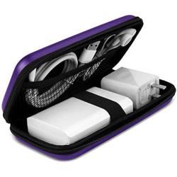 iMangoo Shockproof Carrying Case Hard Protective EVA Case Impact Resistant Travel 12000mAh Bank Pouch Bag USB Cable Organizer Earbuds Sleeve Pocket Accessory Smooth Coating Zipper Wallet Purple