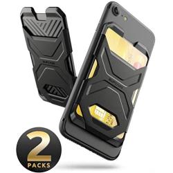 SUPCASE Adhesive Slim Wallet,(2-Pack) Ultra Thin Stick-On Silicone Credit Card Holder Sticker Adhesive Cell Phone Wallet Compatible for Most Smartphones（not fit Mobile Phones with Curved Back）(Black)