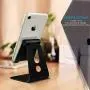 Emoly Adjustable Cell Phone Stand, 2020 Aluminum Desktop Cellphone Stand with Anti-Slip Base and Convenient Charging Port, Fits All Smart Phones (Black)