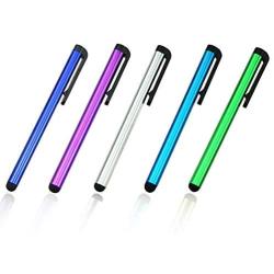 5pack Multi Color Universal Small Metal Touch Stylus Pen for Android Mobile Phone Cell Smart Phone Tablet iPad iPhone (5pack Multi Color)