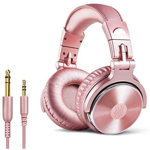 OneOdio Over Ear Headphones for Women and Girls, Wired Bass Stereo Sound Headsets with Share Port, 50mm Driver Rose Gold Headsets with Mic for PC, Phone, Laptop, Guitar, Piano, Mp3/4, Tablet (Pink)