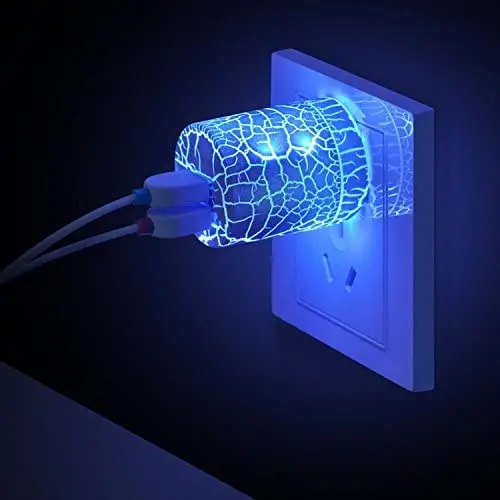 momen USB Wall Charger, Wall Fast Charger with Foldable Travel Plug for iPhone 11/Xs/XS MAX/XR/X/8/7, Samsung, LG, HTC, Kindle, PS4, 2 USB Wall Charger 5V/2.1A Wall Charger Block with Blue Night Light
