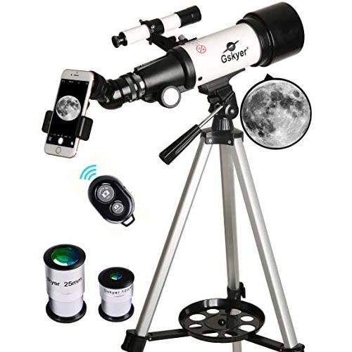 Gskyer Telescope, 70mm Aperture 400mm AZ Mount Astronomical Refracting Telescope for Kids Beginners - Travel Telescope with Carry Bag, Phone Adapter and Wireless Remote