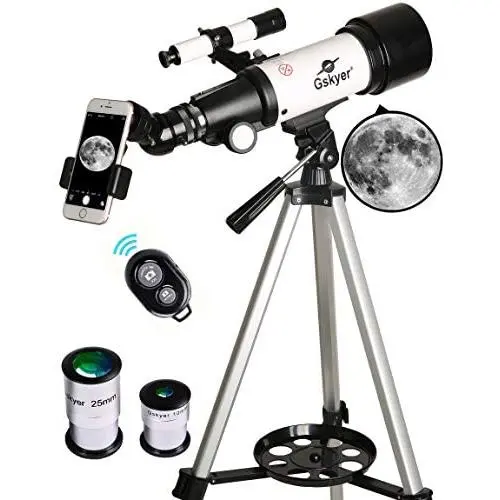 Gskyer Telescope, 70mm Aperture 400mm AZ Mount Astronomical Refracting Telescope for Kids Beginners - Travel Telescope with Carry Bag, Phone Adapter and Wireless Remote Gskyer Telescope, 70mm Aperture 400mm AZ Mount Astronomical Refracting Telescope for Kids Beginners - Travel Telescope with Carry Bag, Phone Adapter and Wireless Remote