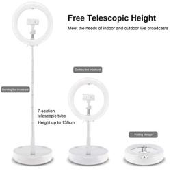 Selfie Ring Light with Tripod Stand with Phone Holder for, Live Stream,Self-Portrait Shooting (White,1 X Fill Light + 1 X Stand, 10.2in)