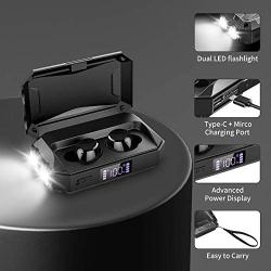 Wireless Earbuds with Flashlight, Touch Control Bluetooth 5.0 Headphones with Charging Case Waterproof In-Ear Earphones E-Book, Passive Noise Reduction Compatible with iPhone Android