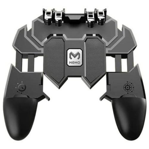 grfamily New Upgrade AK66 MEMO Mobile Game Controller for PUBG Six Finger All-in-One Mobile Phone Triggers Controller Free Fire Button Joystick Gamepad for iOS & Android Phone (Gray)